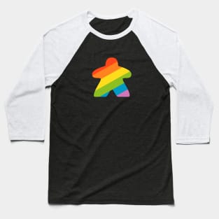 Rainbow Meeple Board Games Addict Baseball T-Shirt